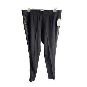 Womens 2x Black Ponte Pant by Carmen Marc Valvo Embellished Gold Side Seam